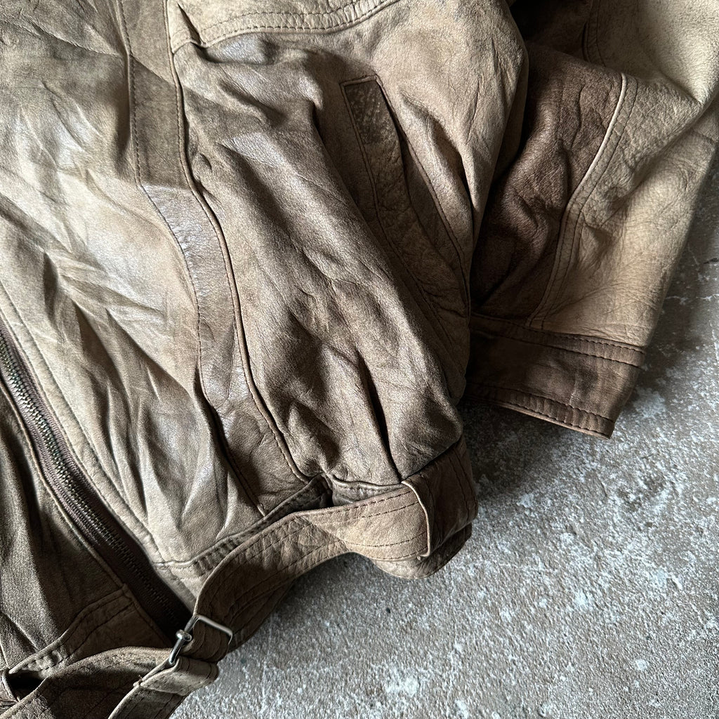 Vintage Bomber Leather Jacket - L