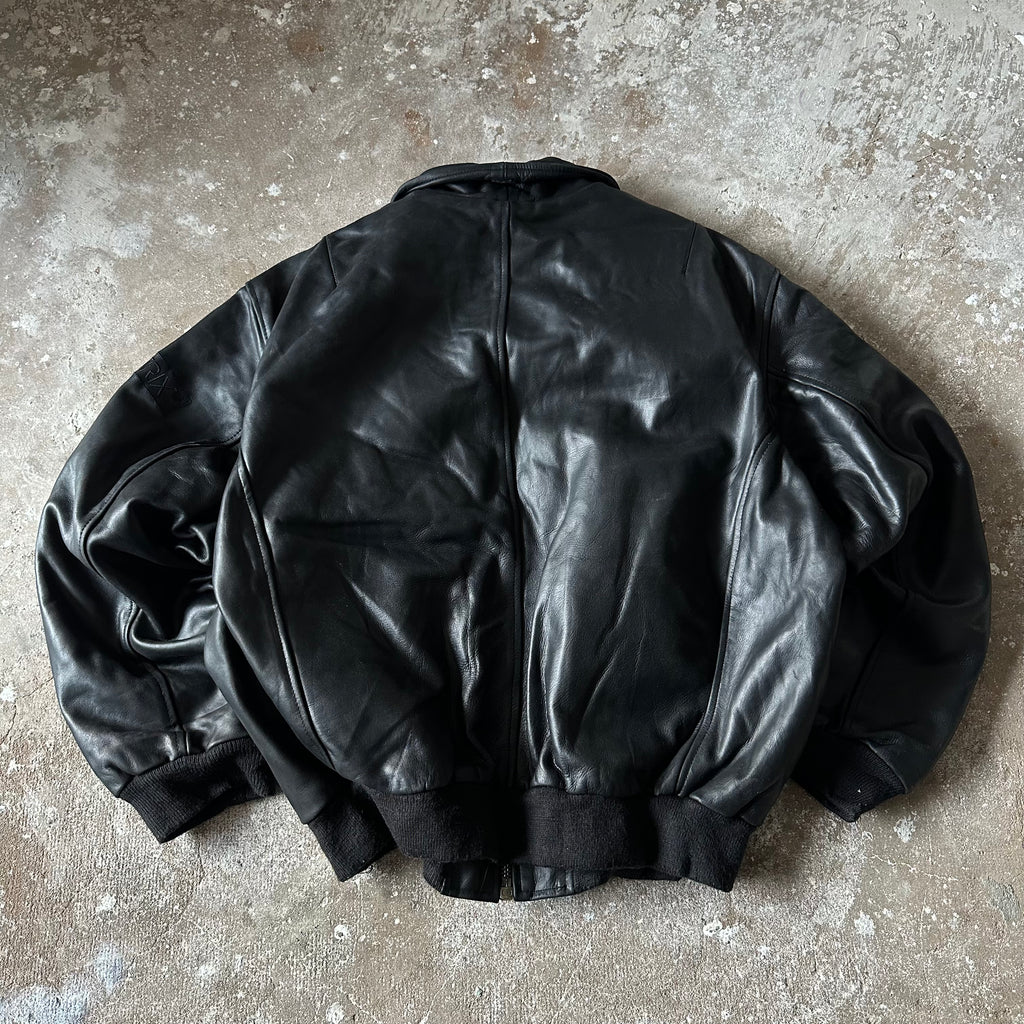 Aviatrix Black Leather Jacket - 2XL