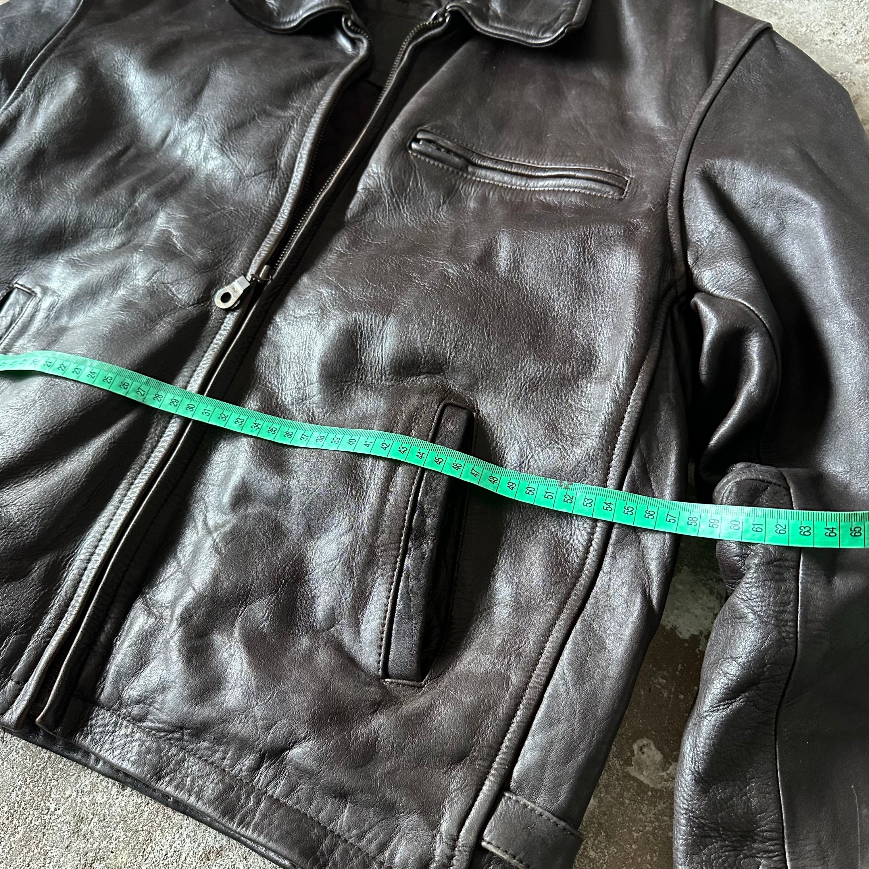 Vintage Brown Boxy Leather Jacket – M