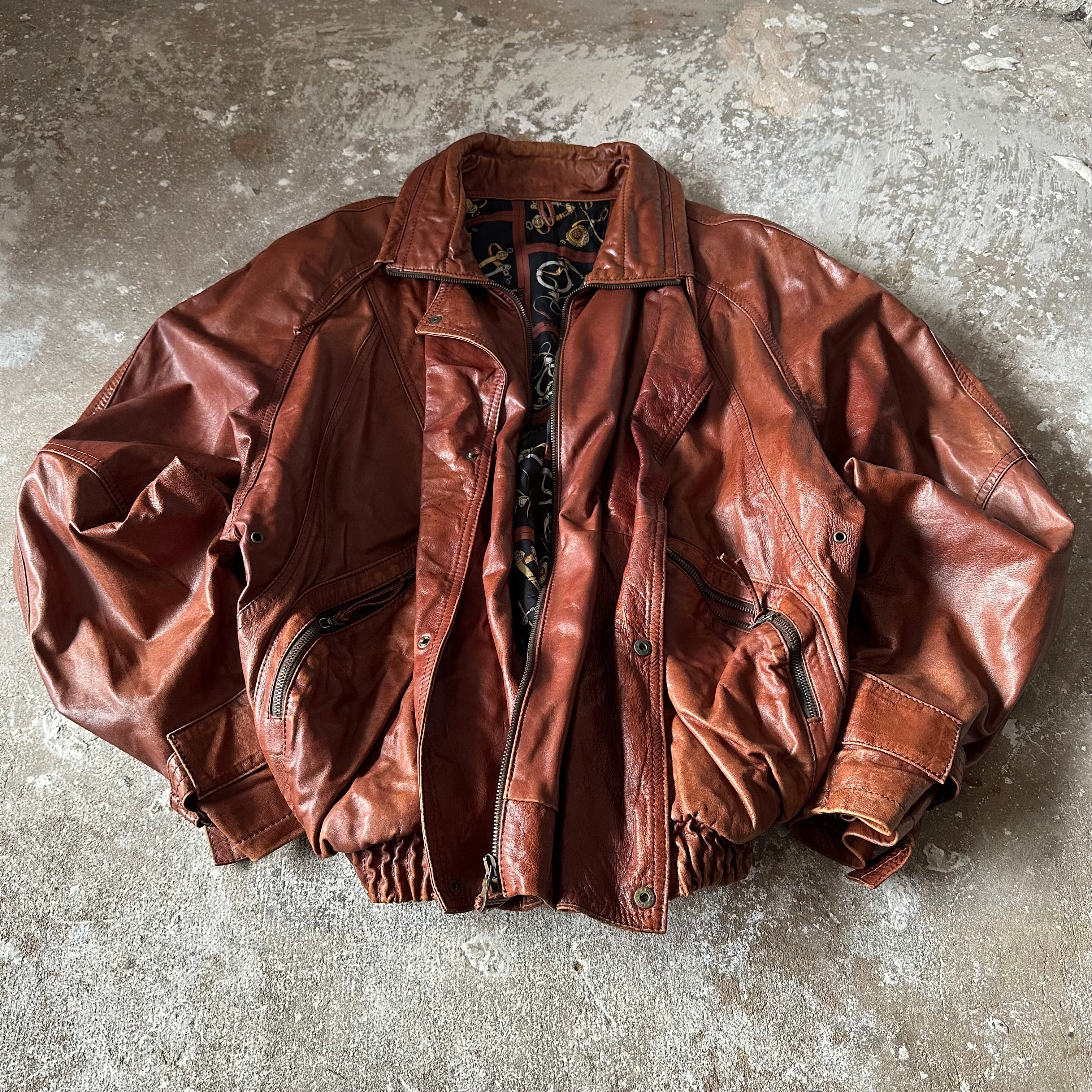 Vintage POLLINI Brown Heavy Leather Jacket - XL
