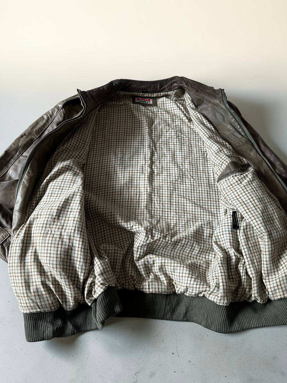 VTG Olive Green Batani Sport Leather Jacket - M