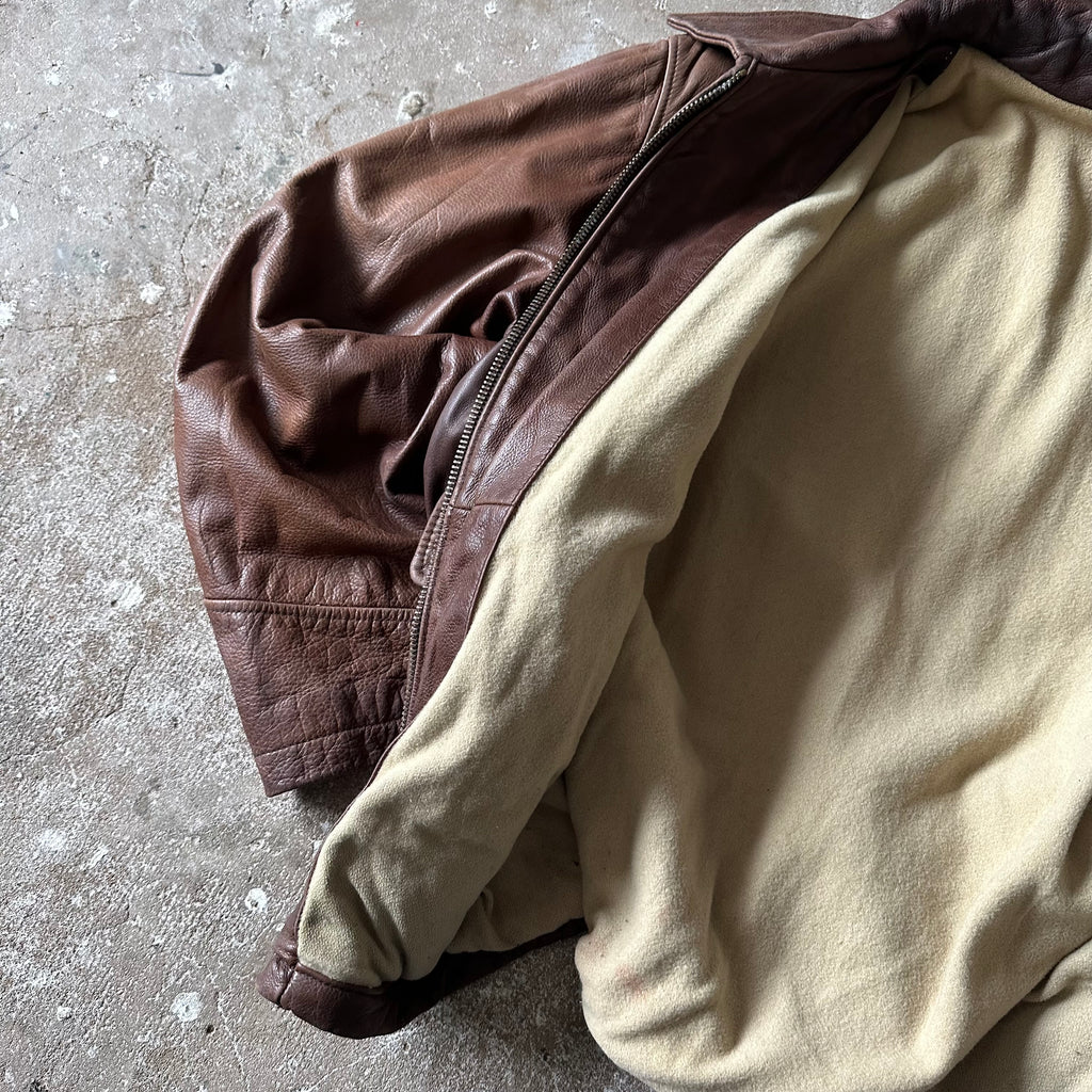 VTG Hugo Boss Flight Leather Jacket - XL