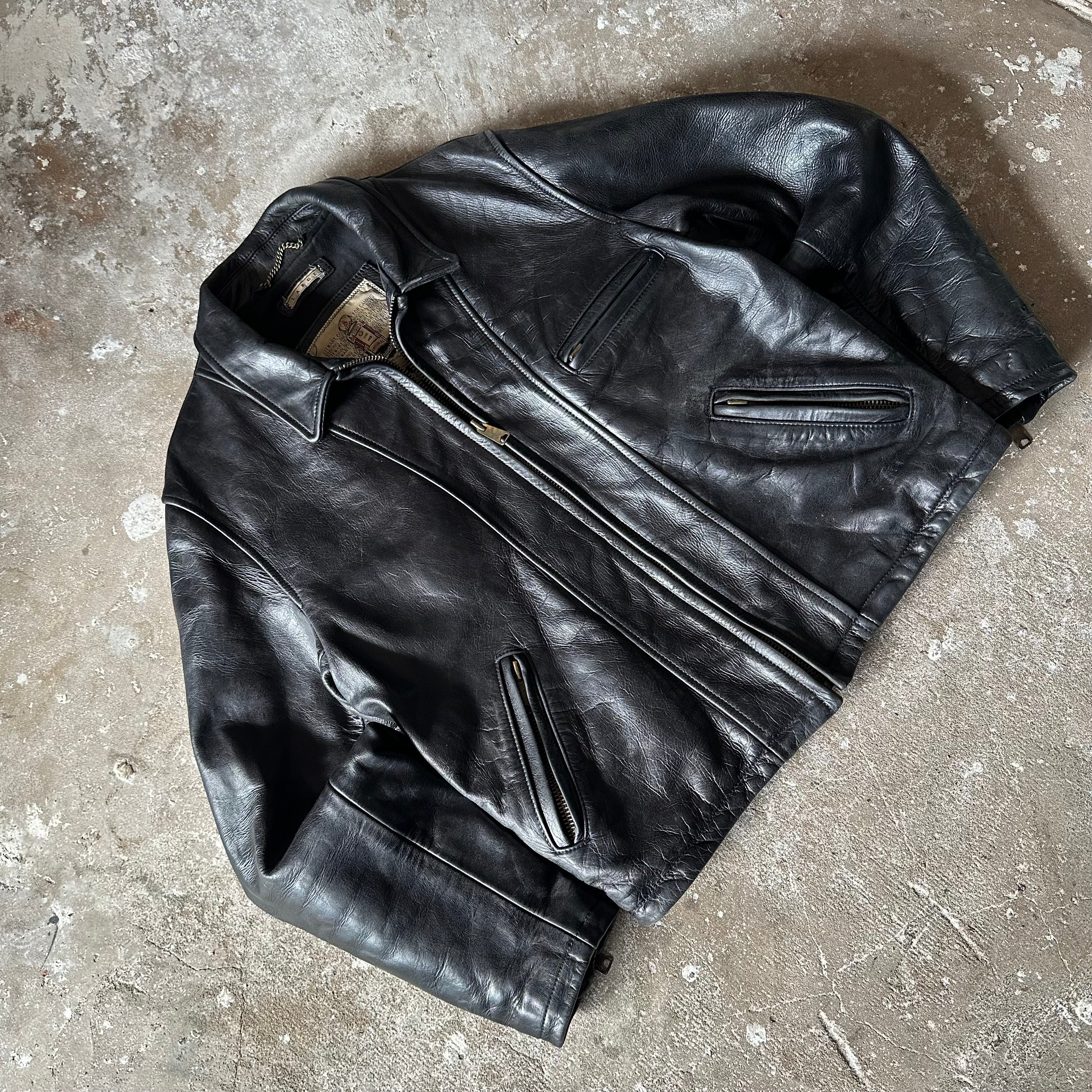 Vintage Stewart Heavyweight Biker Leather Jacket - L
