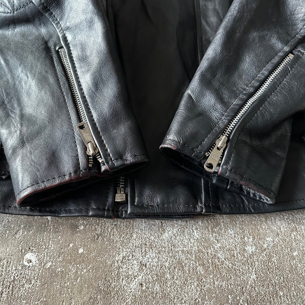 Biker Leather Jacket - XL