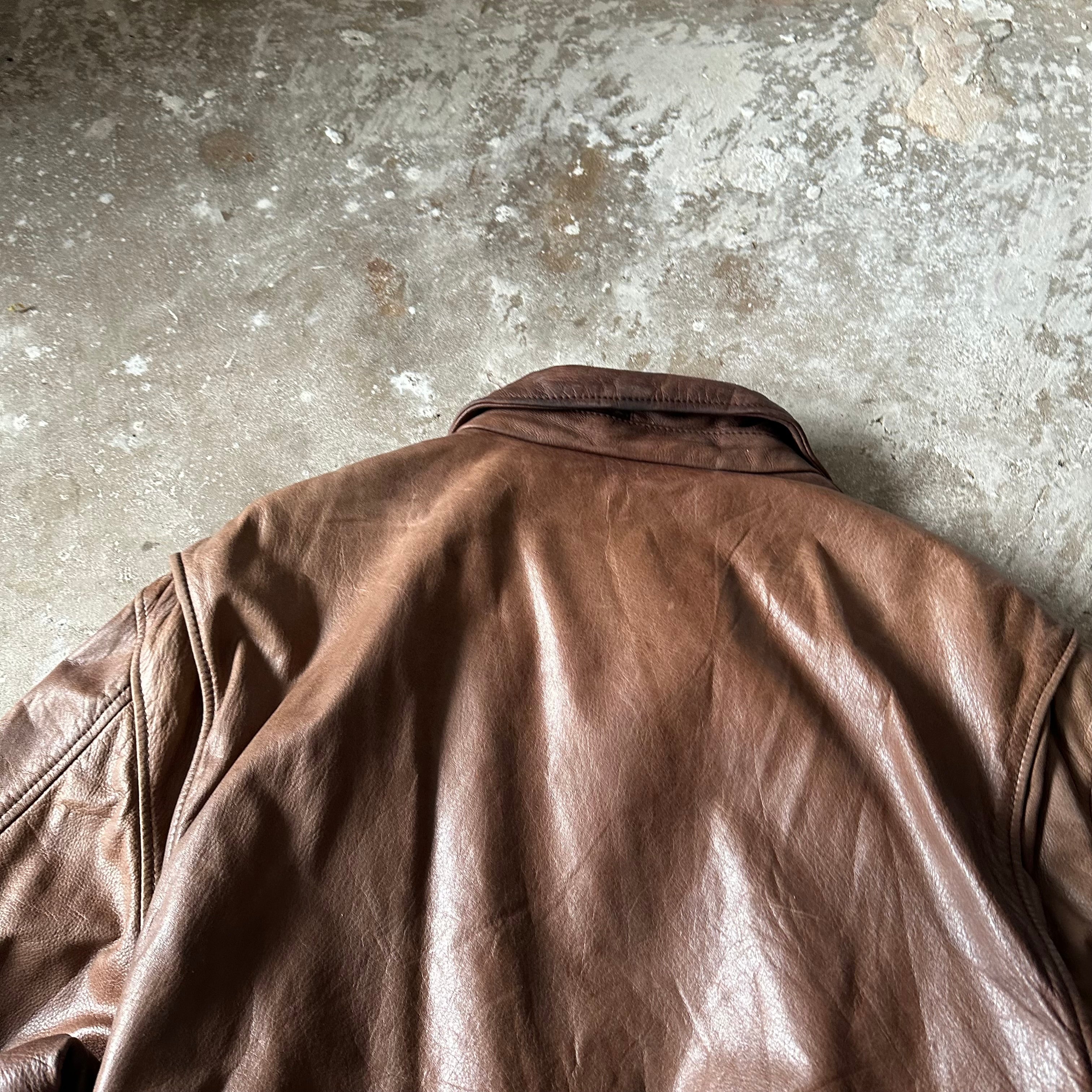 VTG Hugo Boss Flight Leather Jacket - XL
