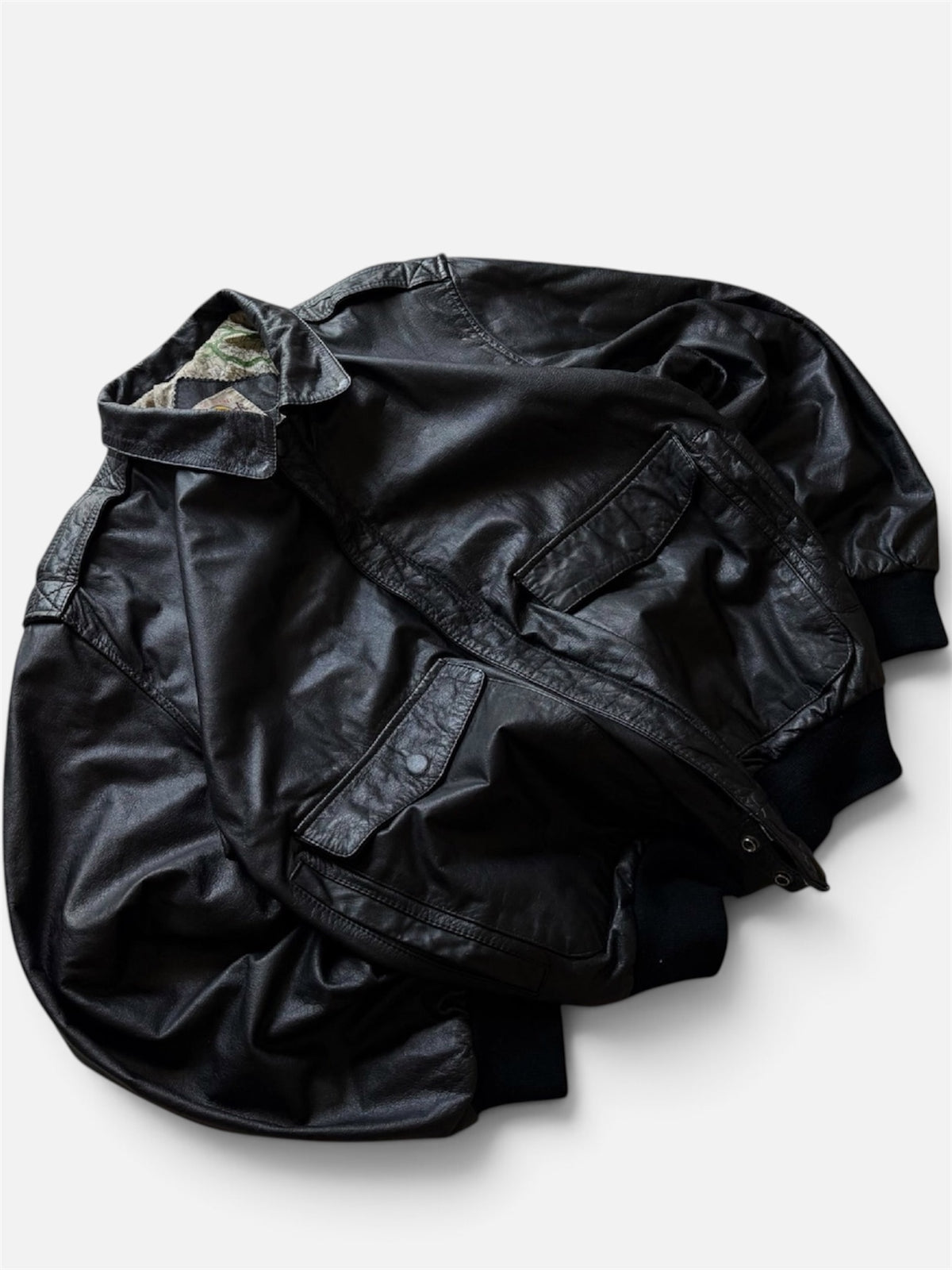 Hard Rock Cafe Chicago Black Bomber Leather Jacket- L