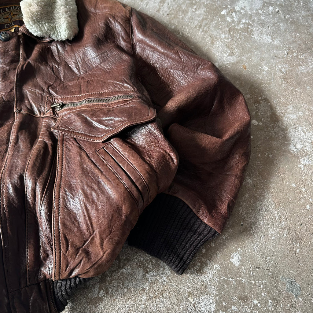Vintage Aviator Brown Leather Jacket - M