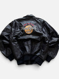 Hard Rock Cafe Chicago Black Bomber Leather Jacket- L