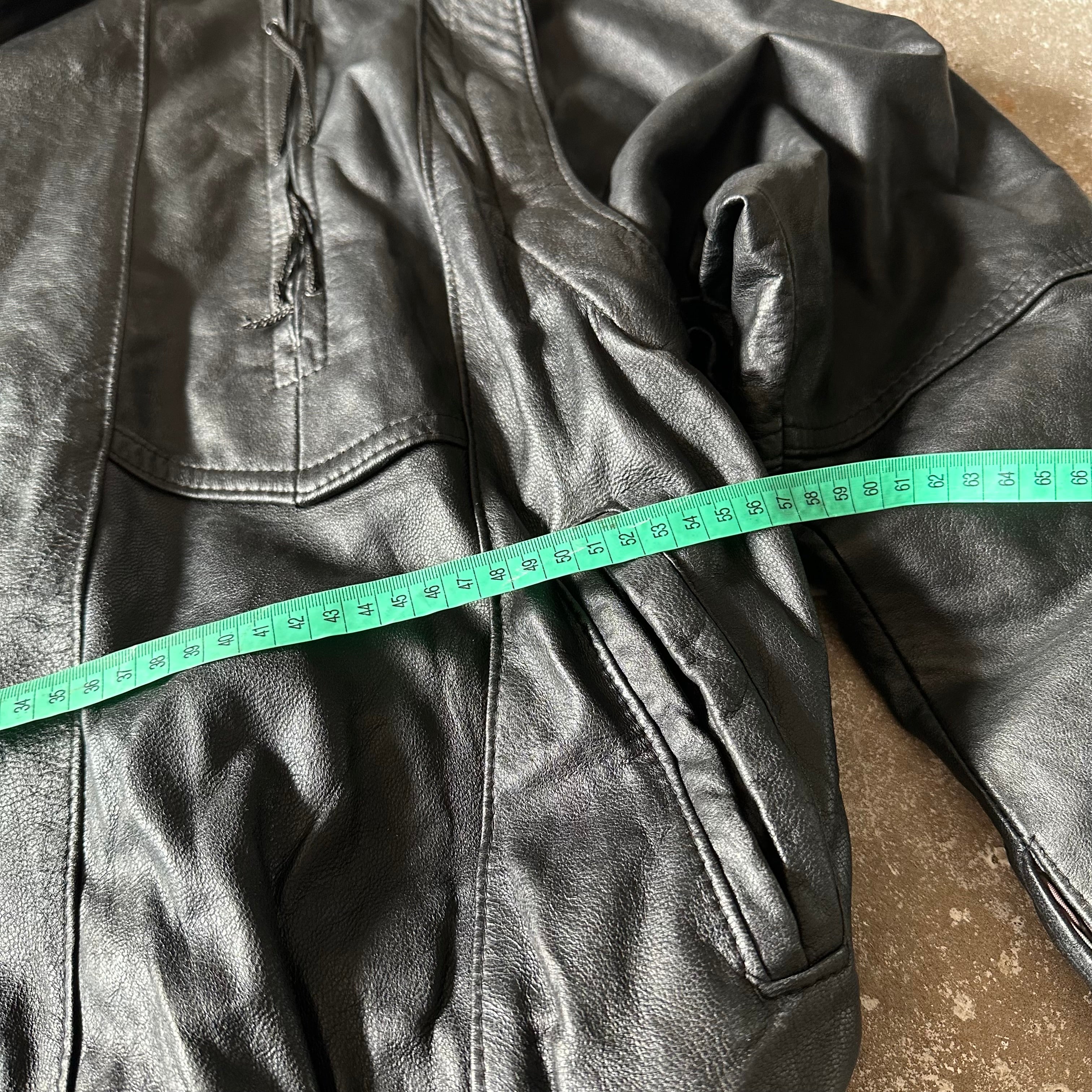 Black Bomber Leather Jacket - XL