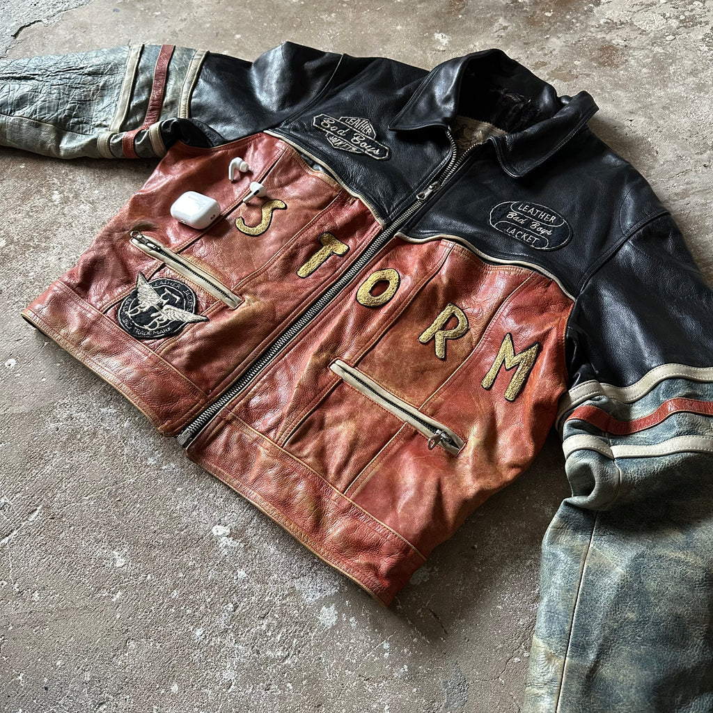 Vintage leather biker jacket - L
