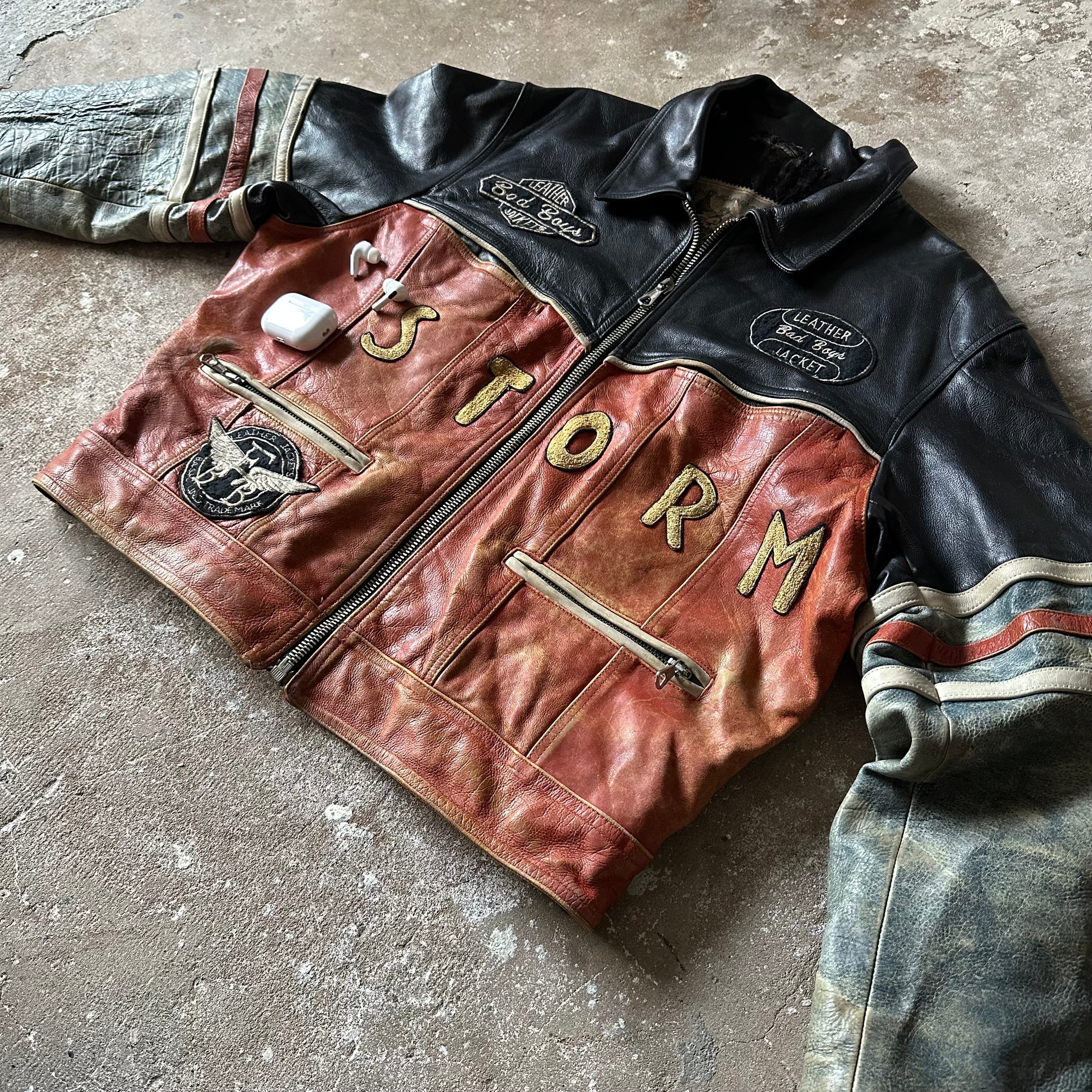 Vintage leather biker jacket - L