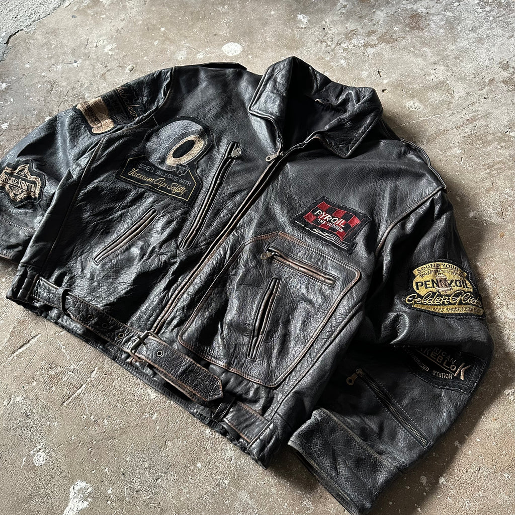 Vintage Rollfast Indianapolis Leather Racing Jacket - M