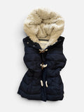 Abercrombie & Fitch Women's Puffer Vest - Navy - Sherpa Lined Hood - Size L