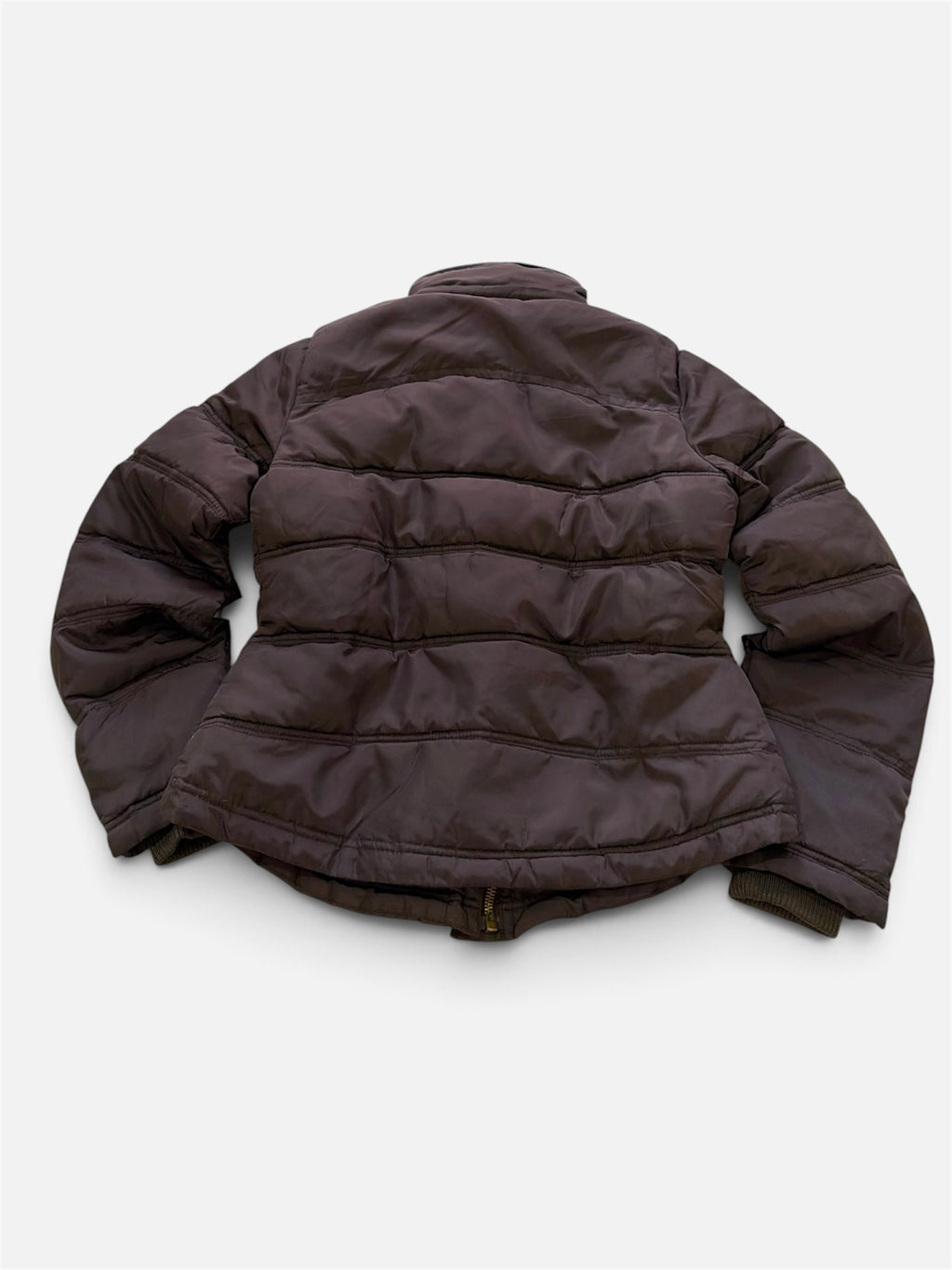 Brown Puffer Jacket with Toggle Clasps, Women's M