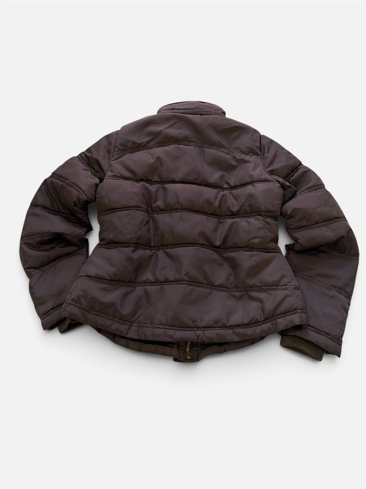 Brown Puffer Jacket with Toggle Clasps, Women's M