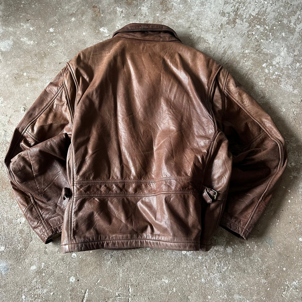 VTG Hugo Boss Flight Leather Jacket - XL