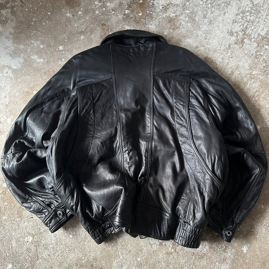 Vintage Italian Black Leather Jacket - XL