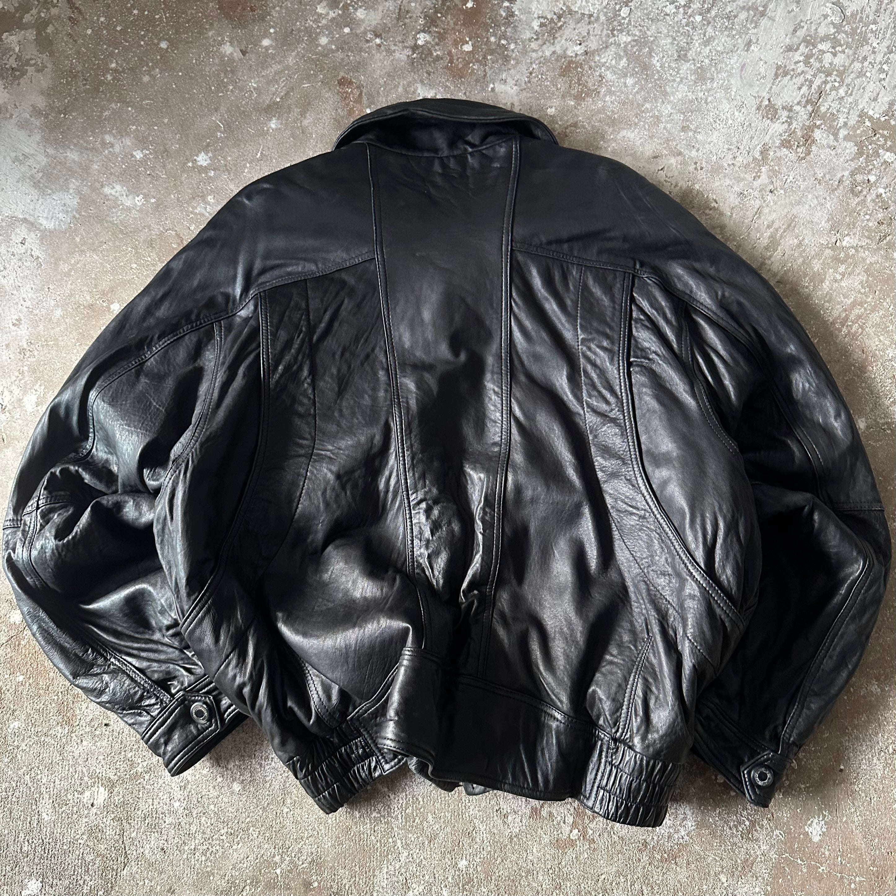 Vintage Italian Black Leather Jacket - XL