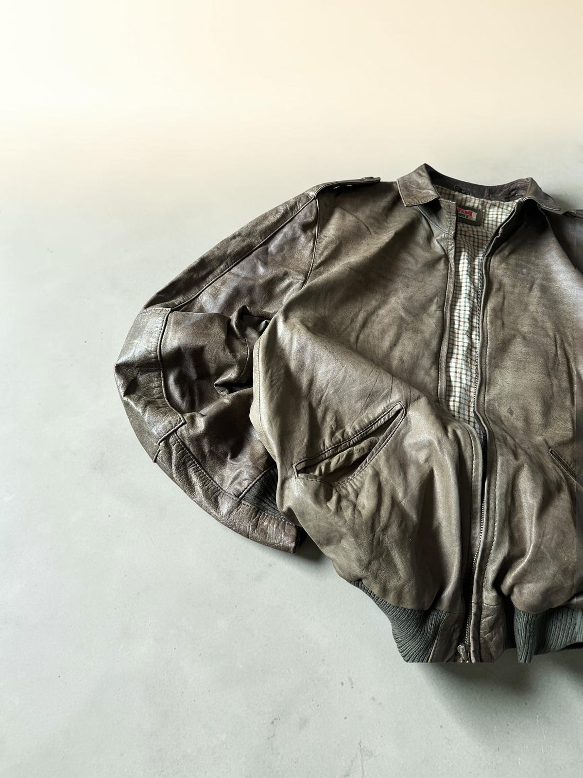 VTG Olive Green Batani Sport Leather Jacket - M