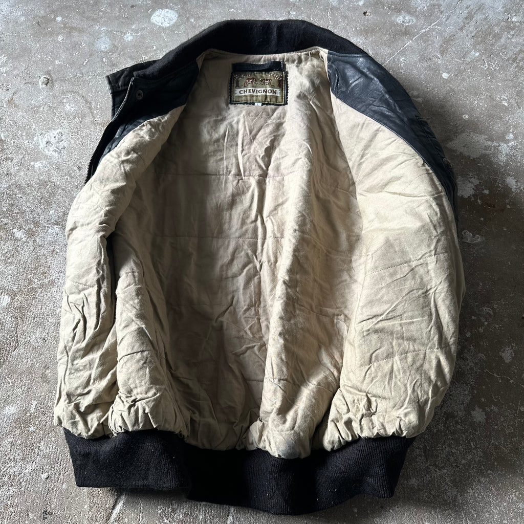 Vintage Chevignon black leather bomber Vest - L