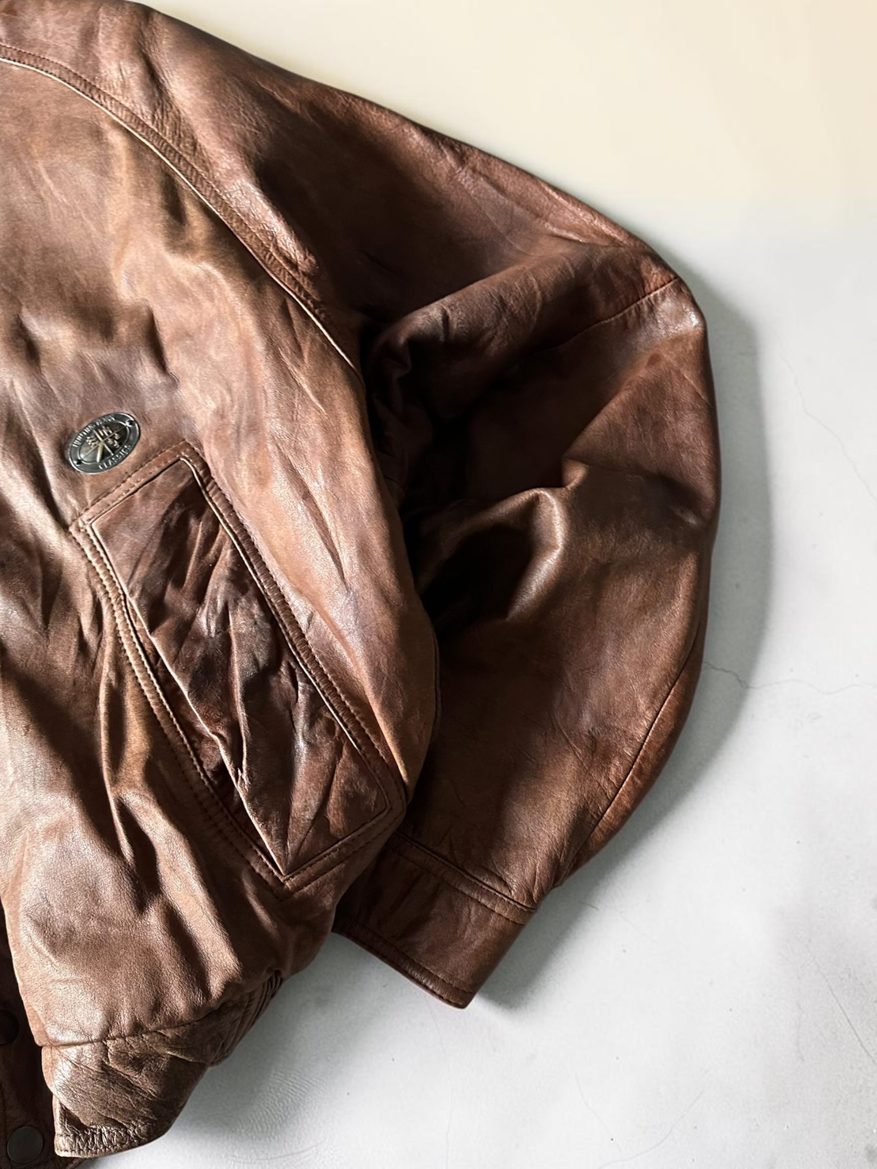 Hunting Boxy Brown Leather Jacket - L