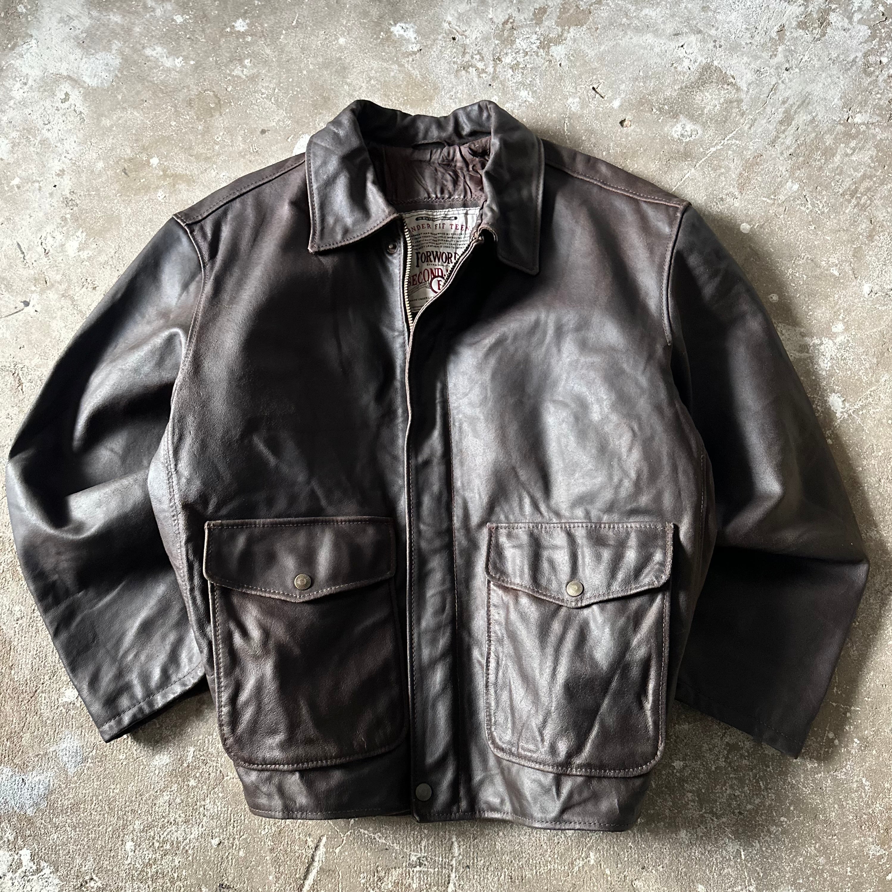 Brown Suede Leather Bomber Jacket - XL