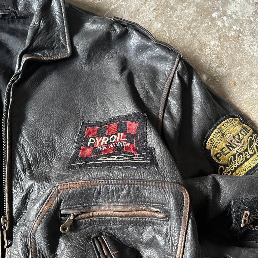 Vintage Rollfast Indianapolis Leather Racing Jacket - M