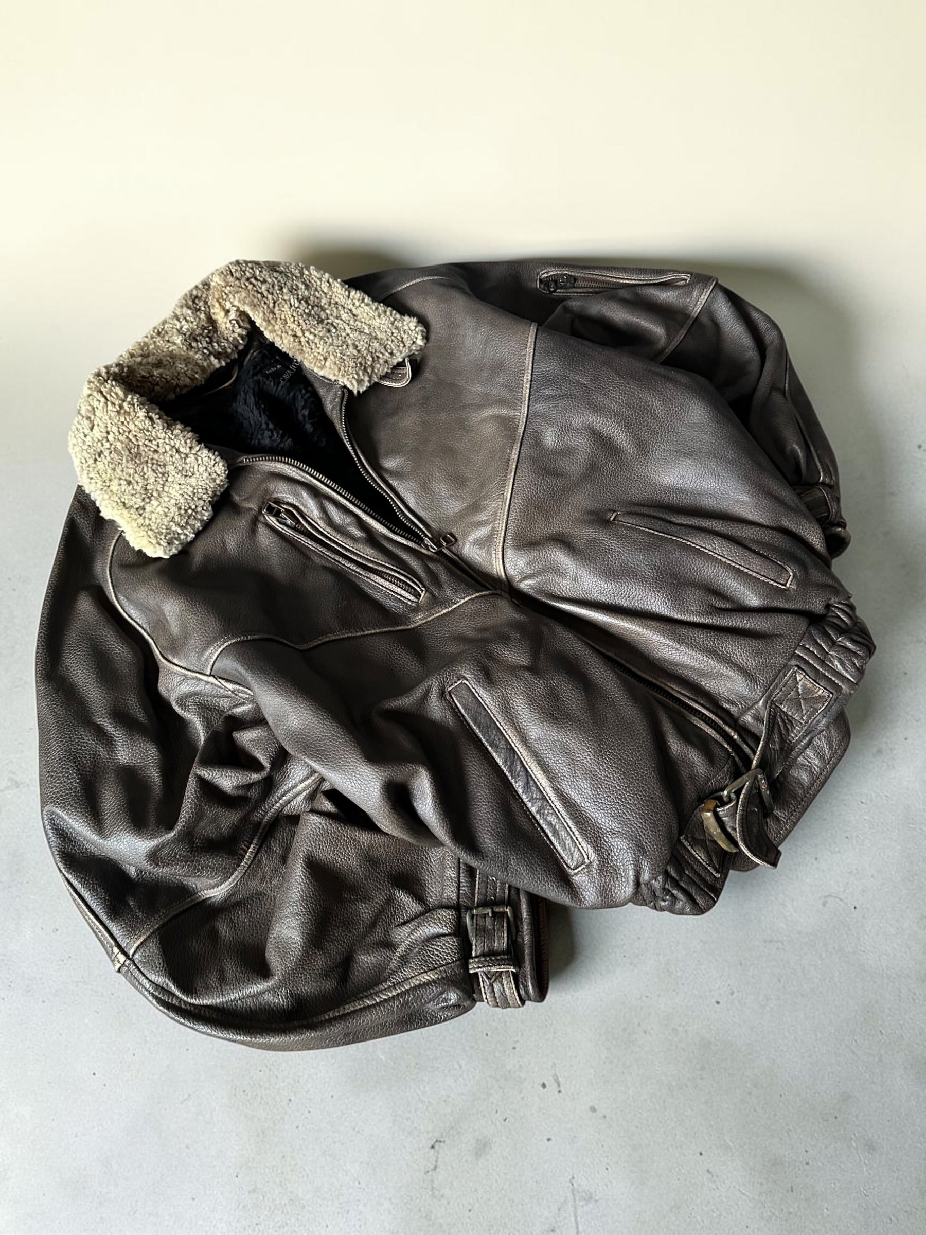 Vintage leather bomber jacket - XL
