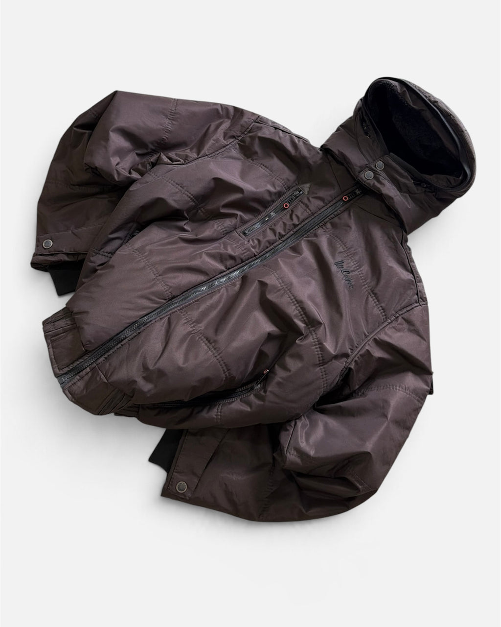 Lee Cooper Brown Hooded Puffer Bomber Jacket Faux Fur Flannel Lined- 2XL