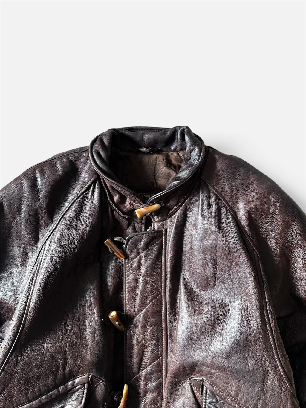 Vintage Redskins Dark Brown Bomber Leather Toggle Jacket - XL