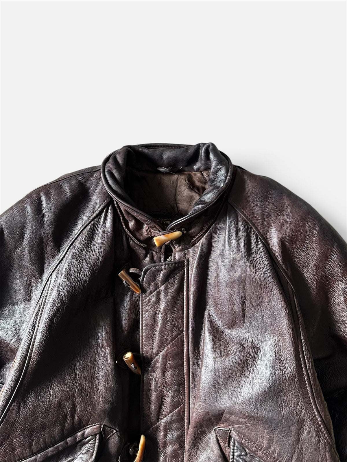 Vintage Redskins Dark Brown Bomber Leather Toggle Jacket - XL
