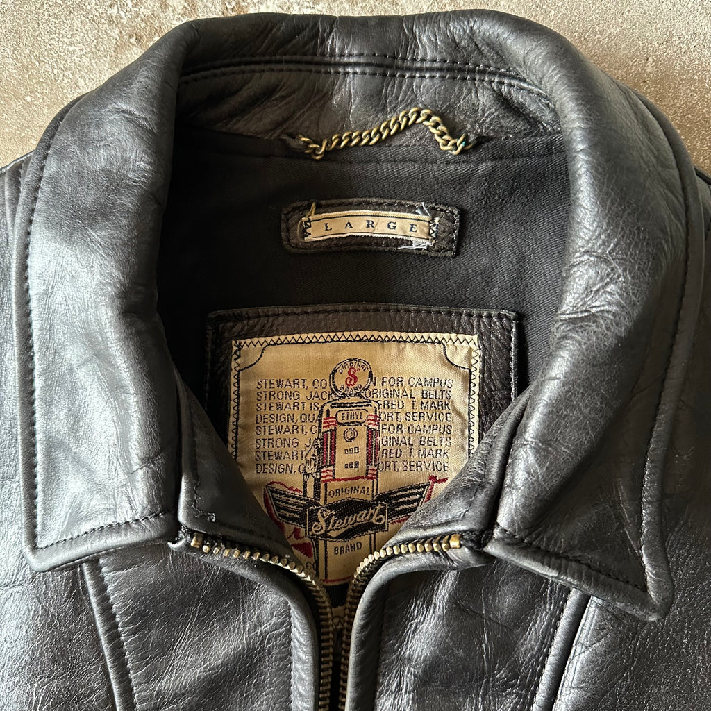 Vintage Stewart Heavyweight Biker Leather Jacket - L