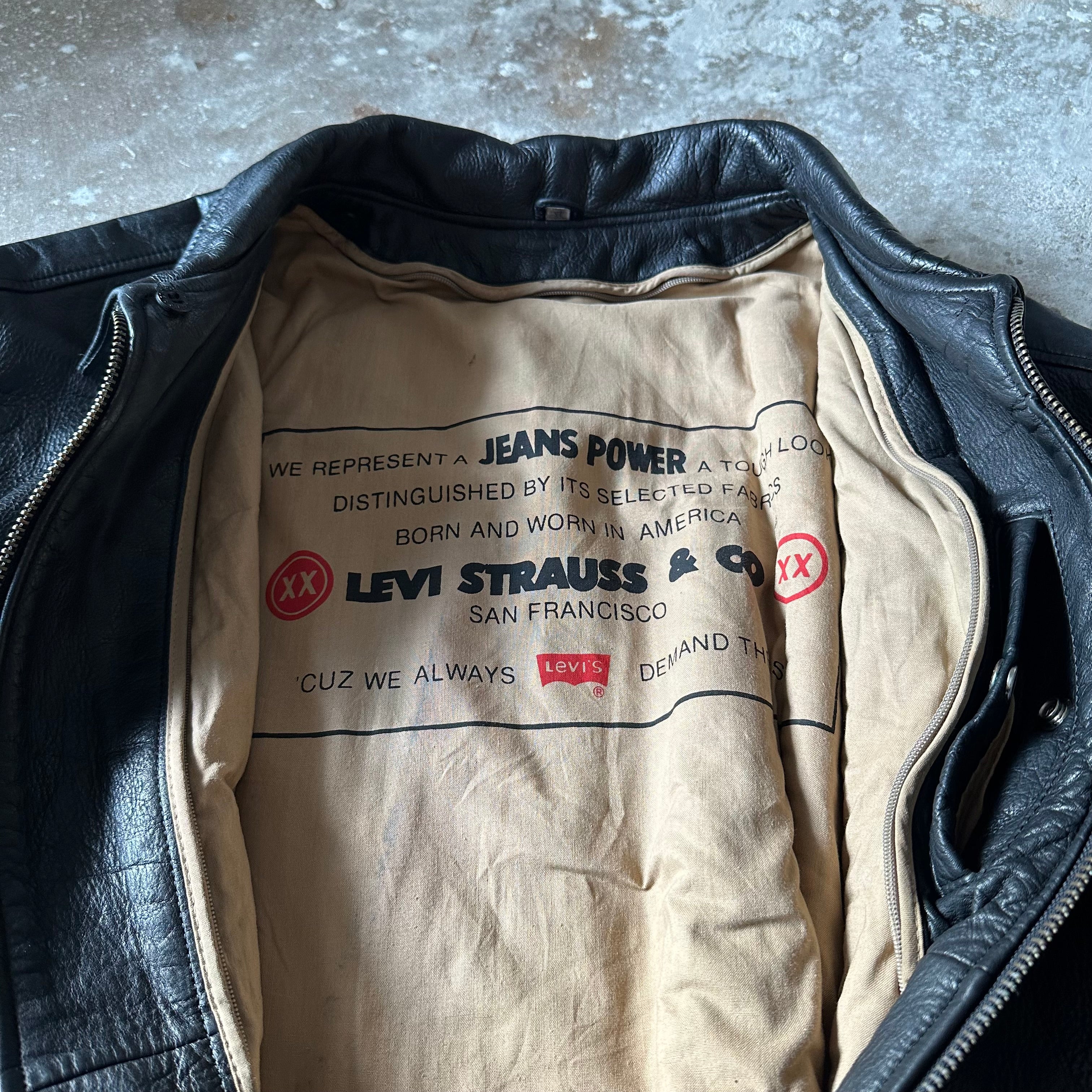 Vintage Levi’s Black Leather Bomber Jacket – Real Leather – Ribbed Waist & Cuffs- XL