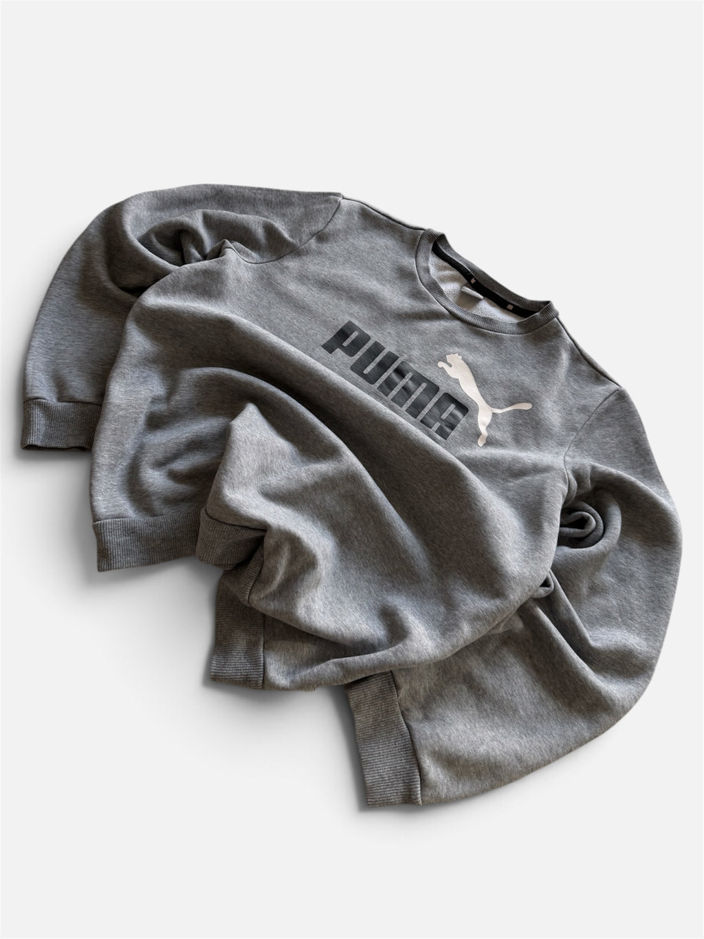 Puma Big Logo Crewneck Sweatshirt Grey Marl, Youth XL (15-16Y)