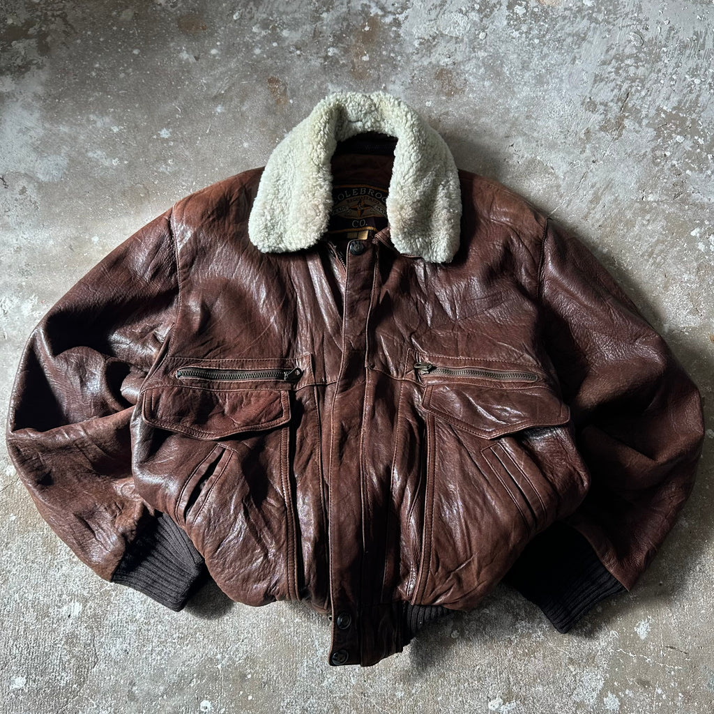 Vintage Aviator Brown Leather Jacket - M