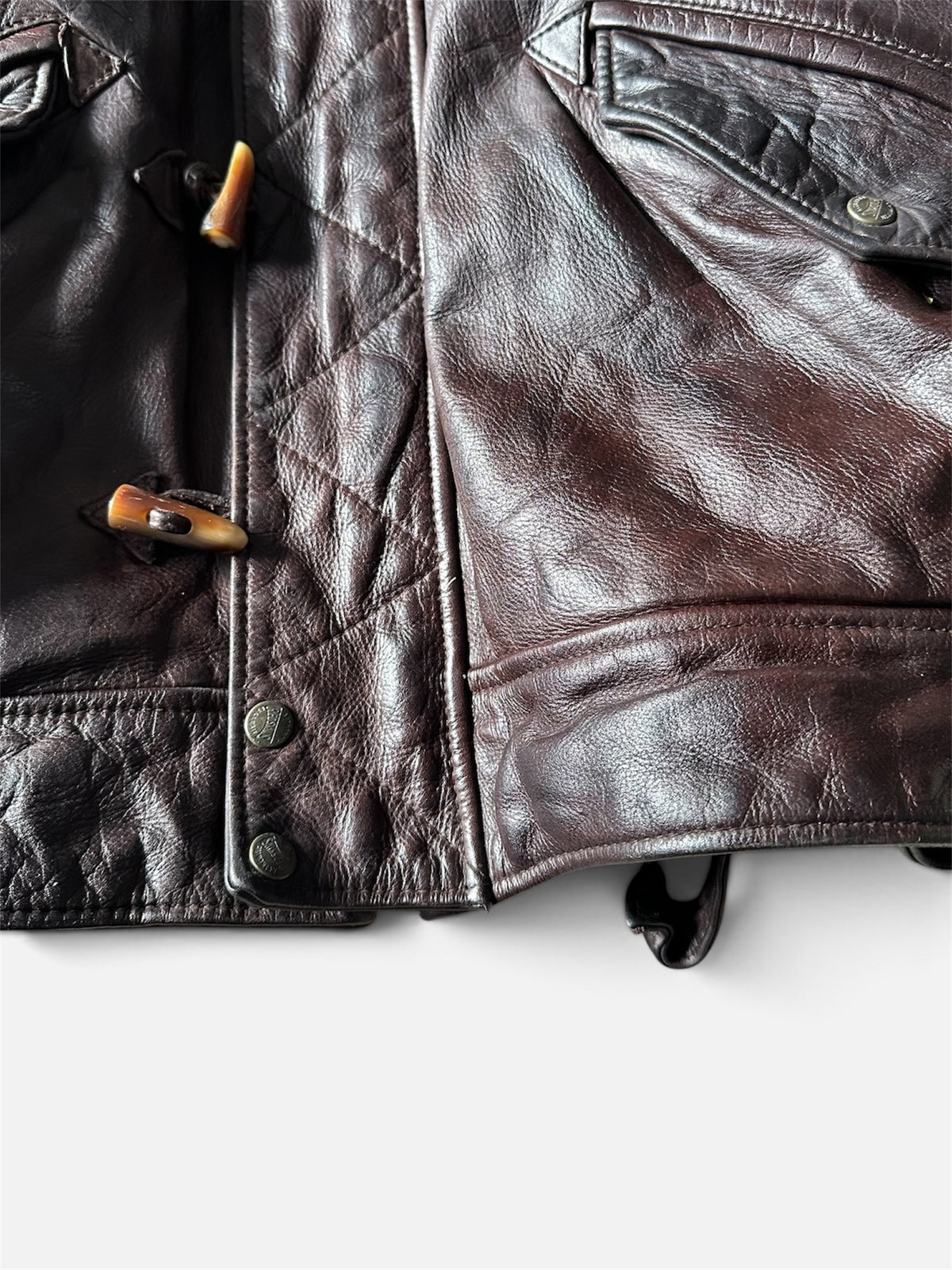 Vintage Redskins Dark Brown Bomber Leather Toggle Jacket - XL