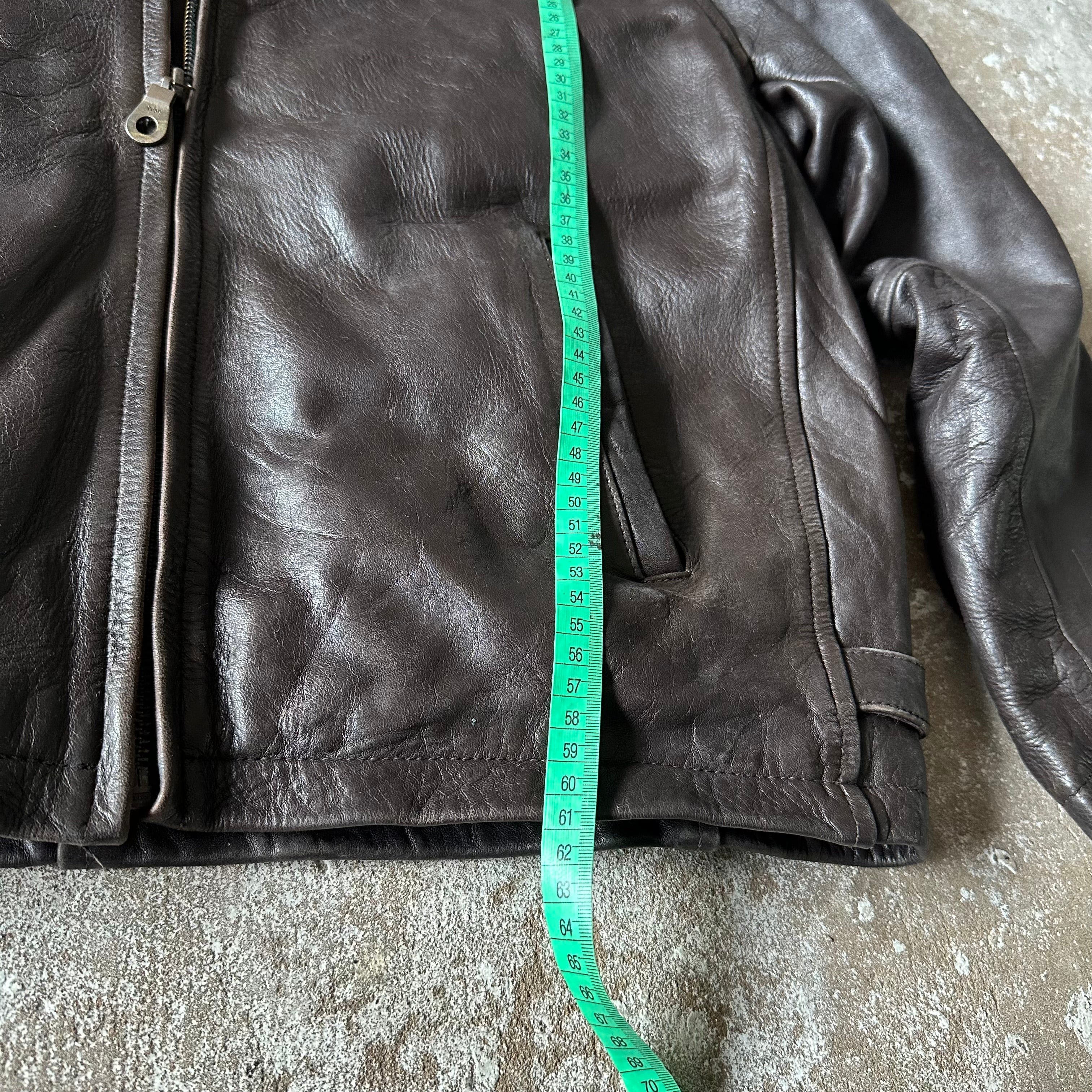 Vintage Brown Boxy Leather Jacket – M
