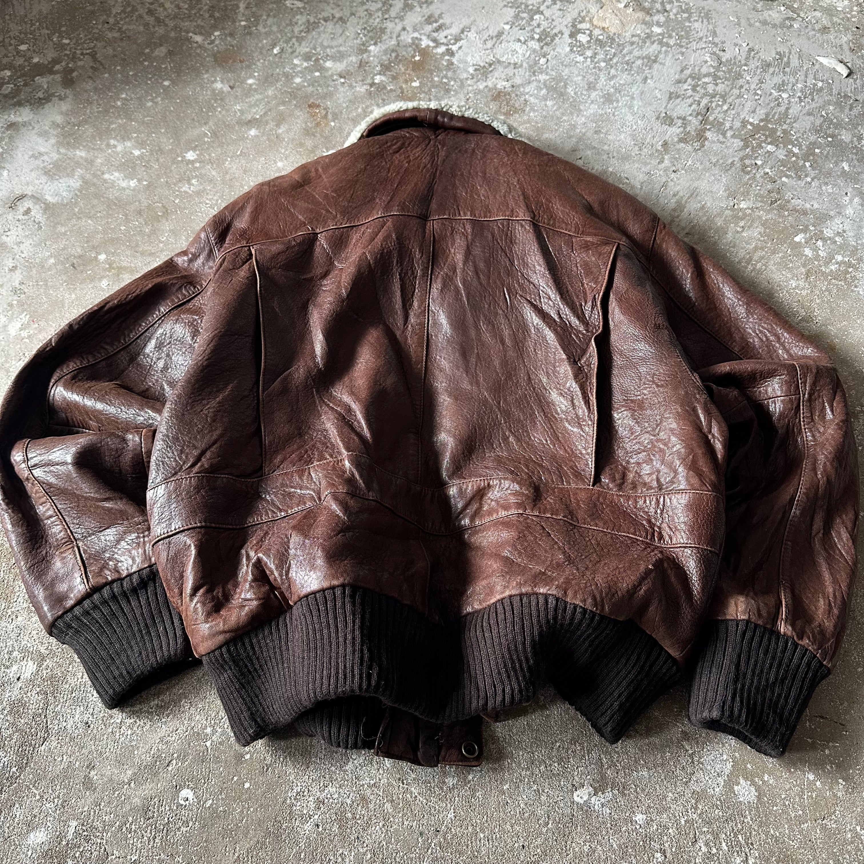 Vintage Aviator Brown Leather Jacket - M