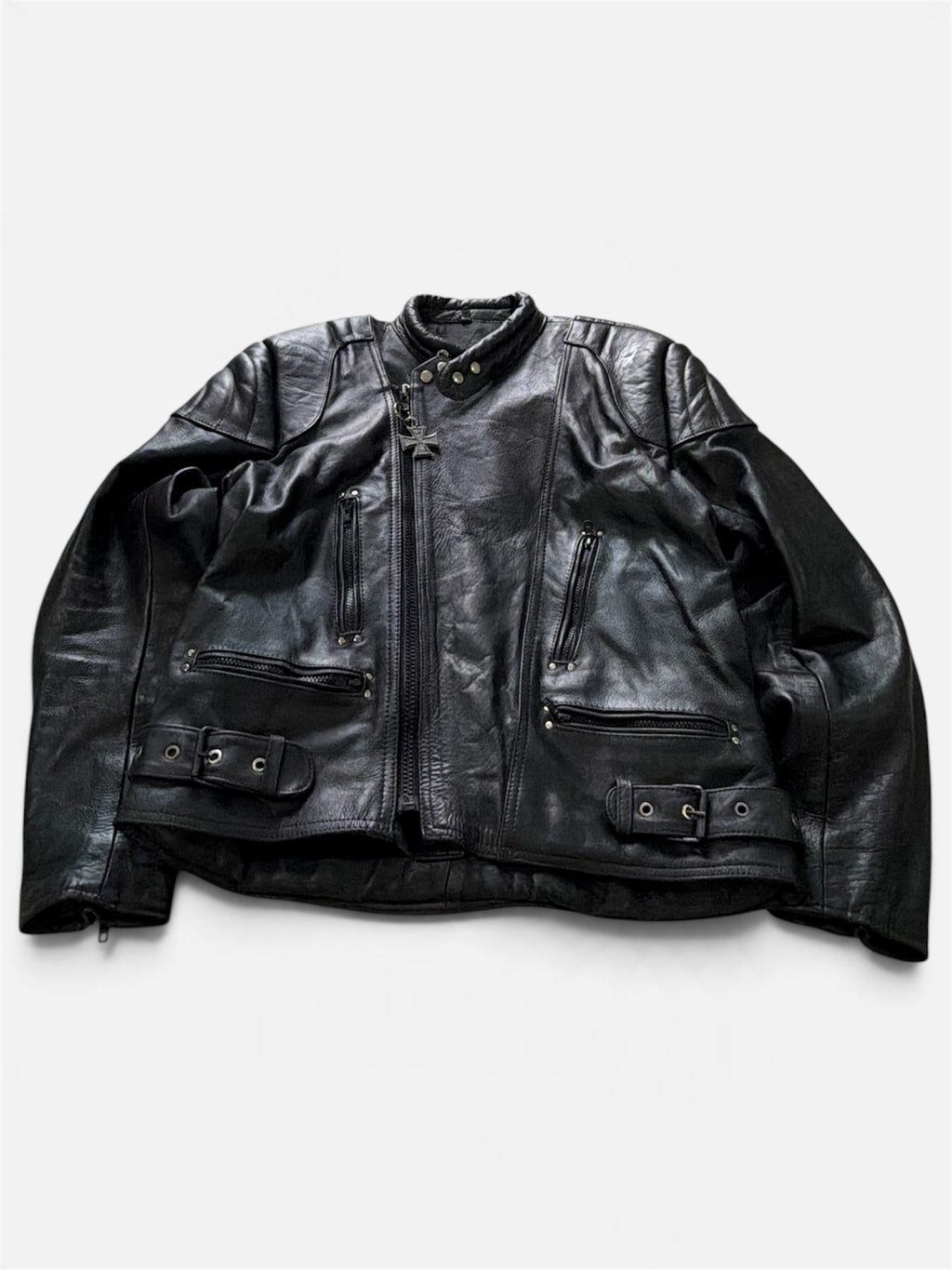 Vintage Padded Leather Motorcycle Jacket- Men’s XL