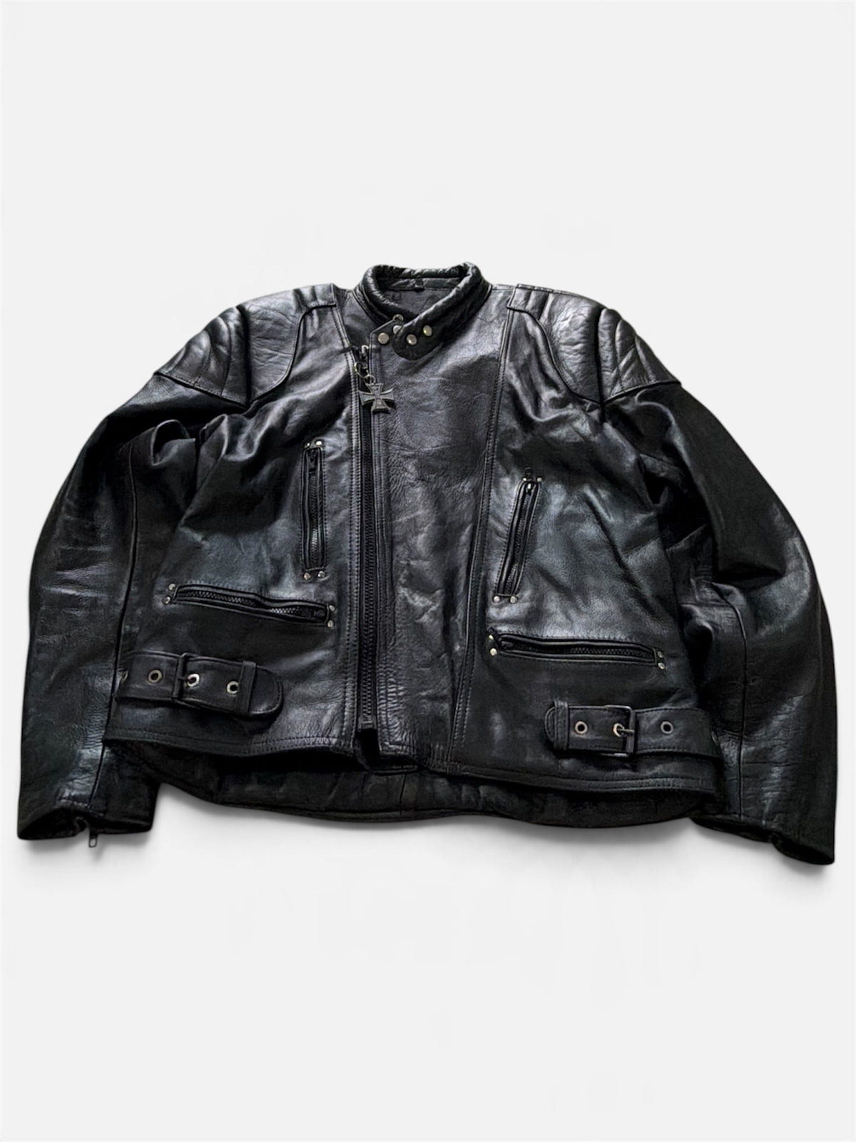 Vintage Padded Leather Motorcycle Jacket- Men’s XL