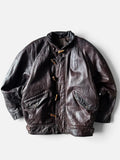Vintage Redskins Dark Brown Bomber Leather Toggle Jacket - XL