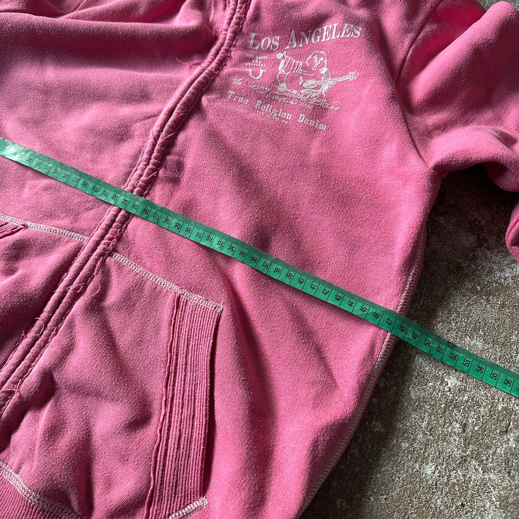 True Religion LA Zip Up Pink Hoodie - L