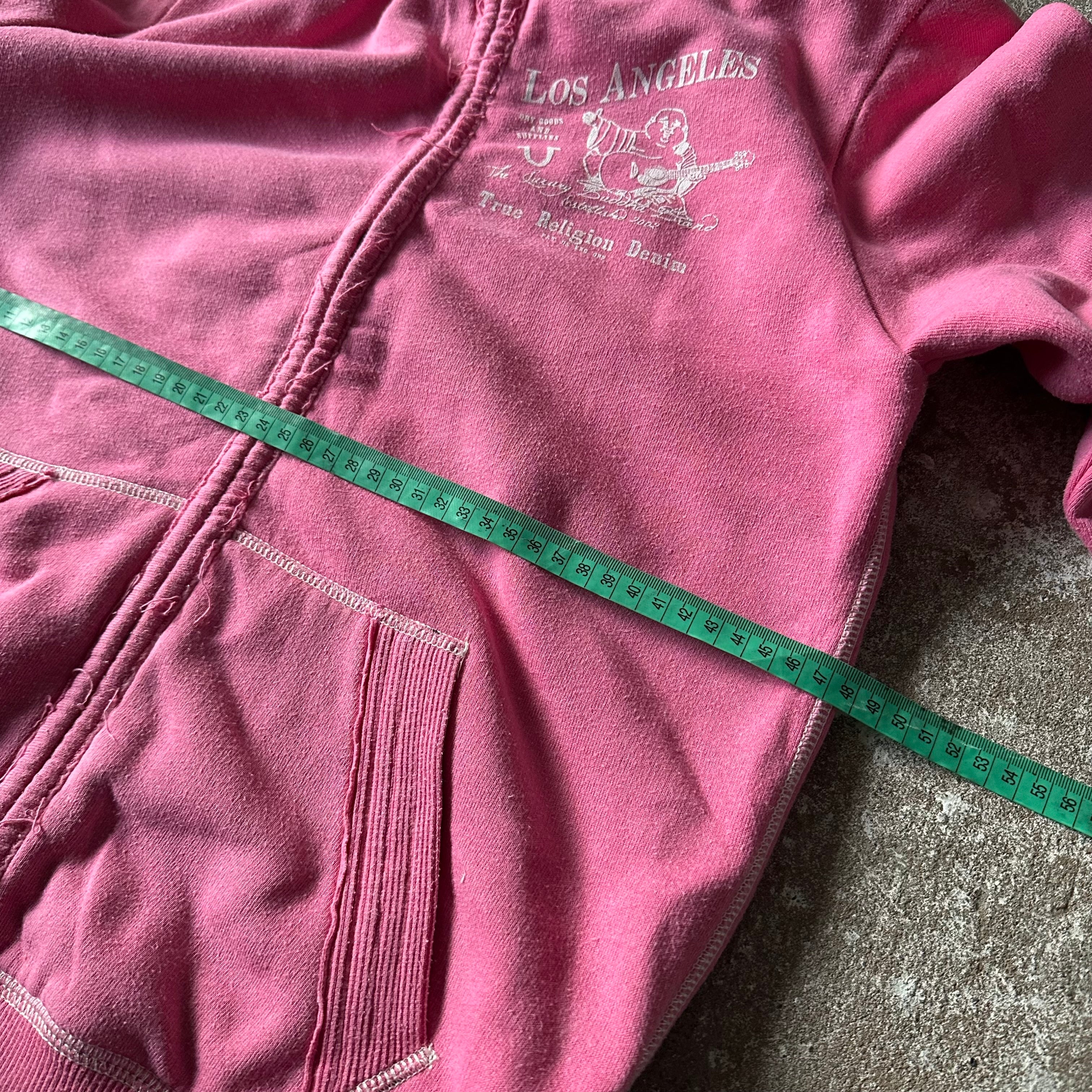 True Religion LA Zip Up Pink Hoodie - L