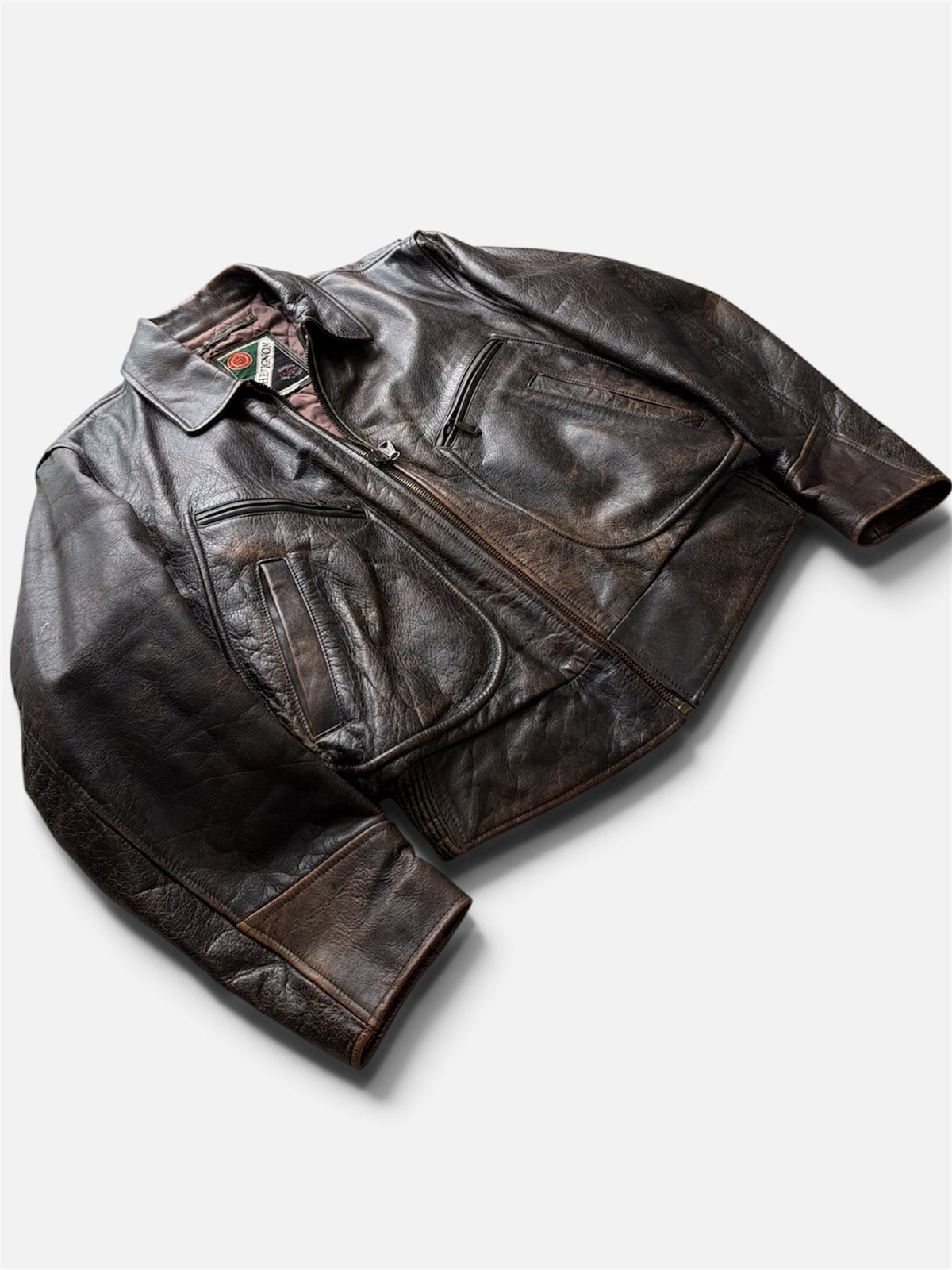 Vintage 1980s Chevignon Bomber Flight Aviator Leather Jacket- L