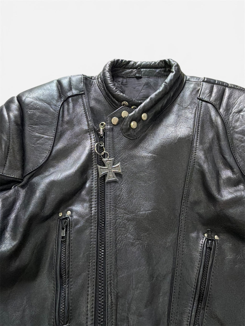 Vintage Padded Leather Motorcycle Jacket- Men’s XL