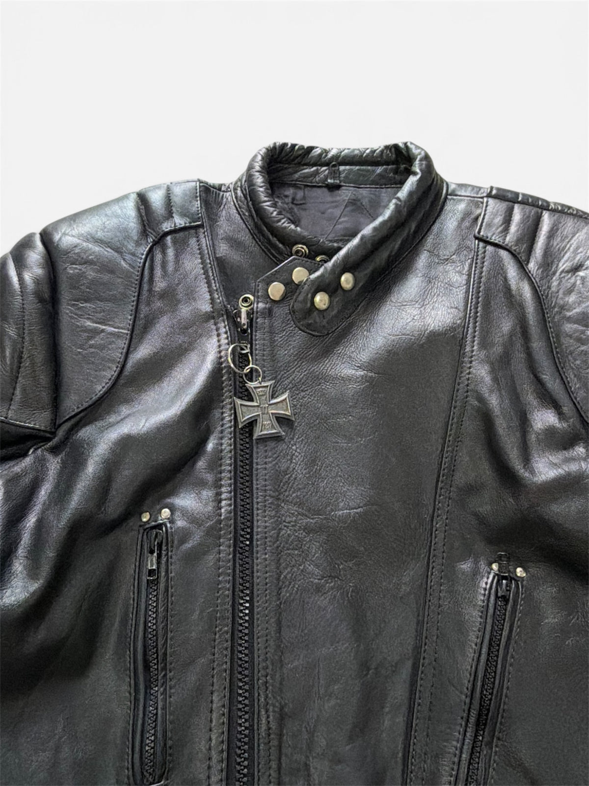 Vintage Padded Leather Motorcycle Jacket- Men’s XL