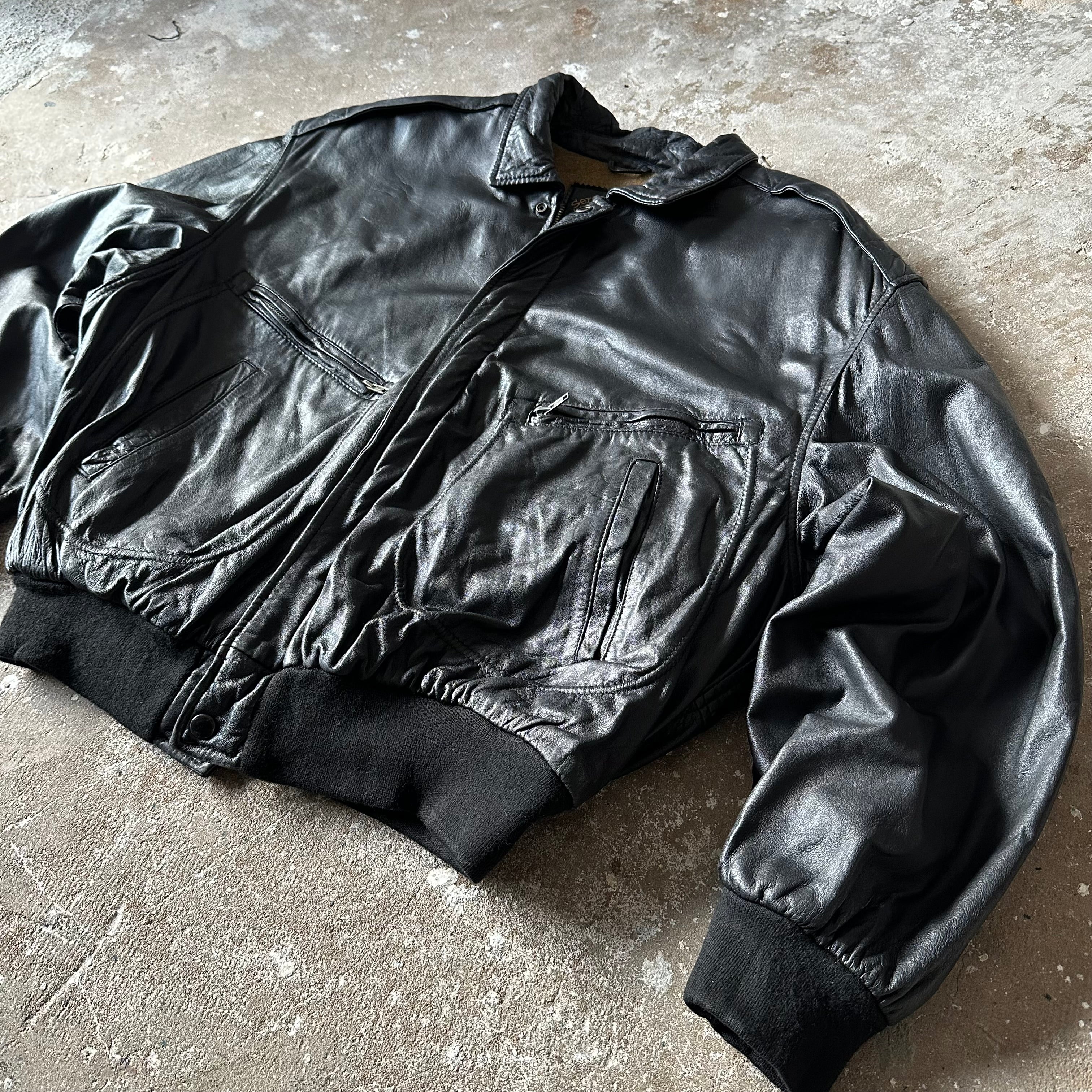 Black Classic Leather Jacket - L