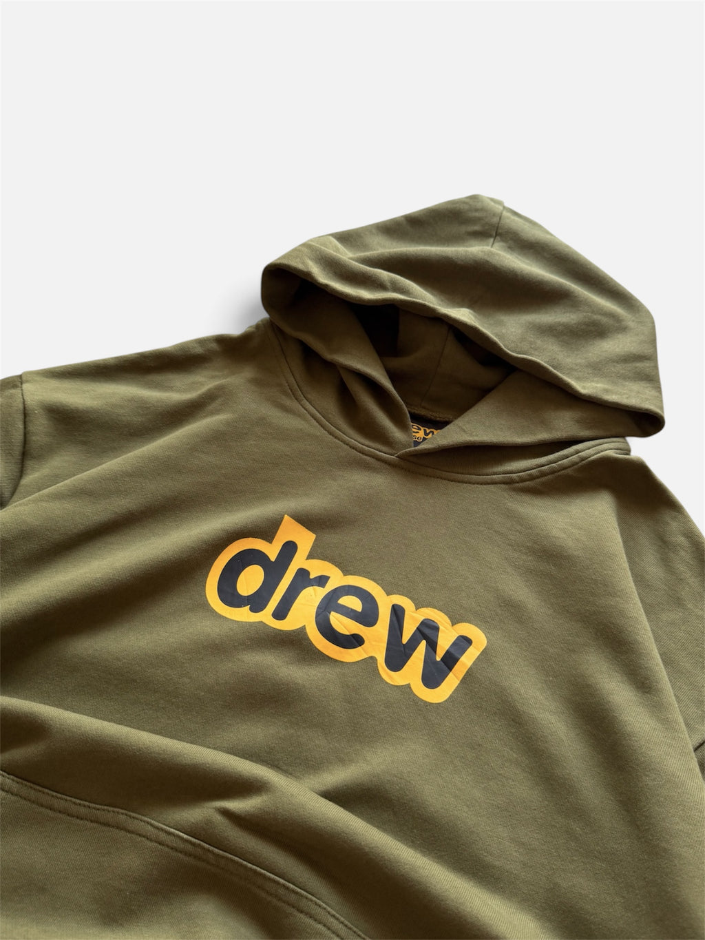 Drew House Secret Hoodie Olive Green Yellow Logo Oversized- S