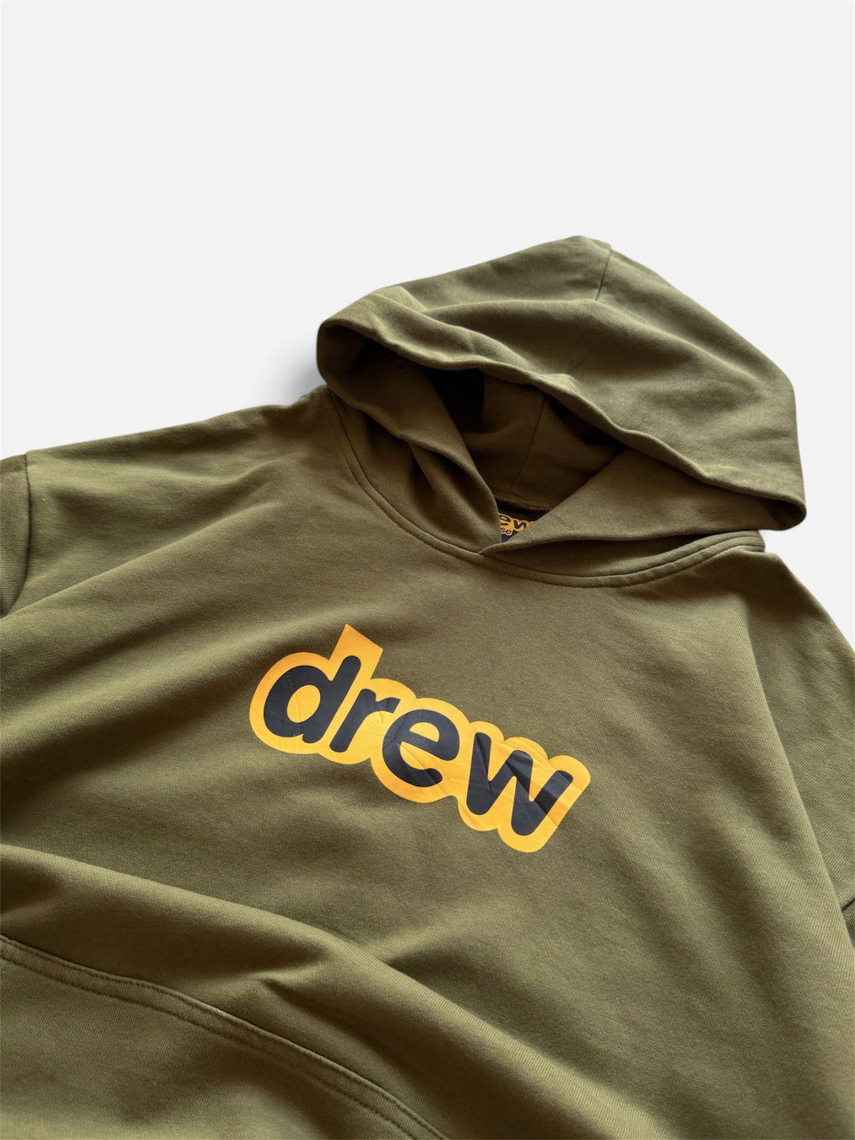 Drew House Secret Hoodie Olive Green Yellow Logo Oversized- S