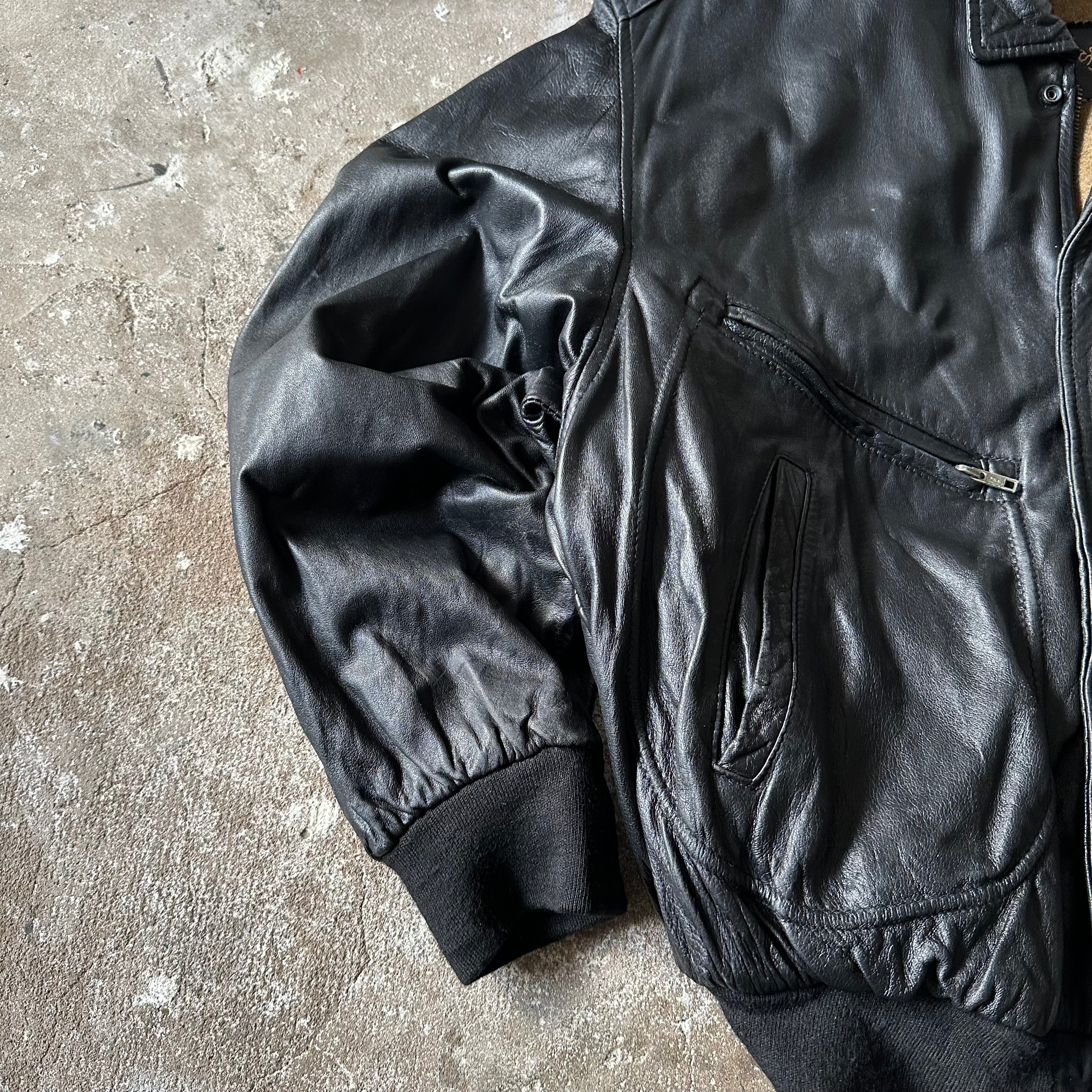 Black Classic Leather Jacket - L
